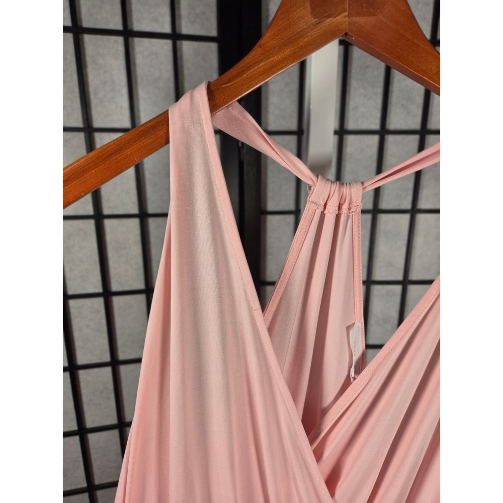 Lush Resort Lounge Coastal Beach Womens Pink Surplice V-Neck Romper G Size L - Picture 3 of 6